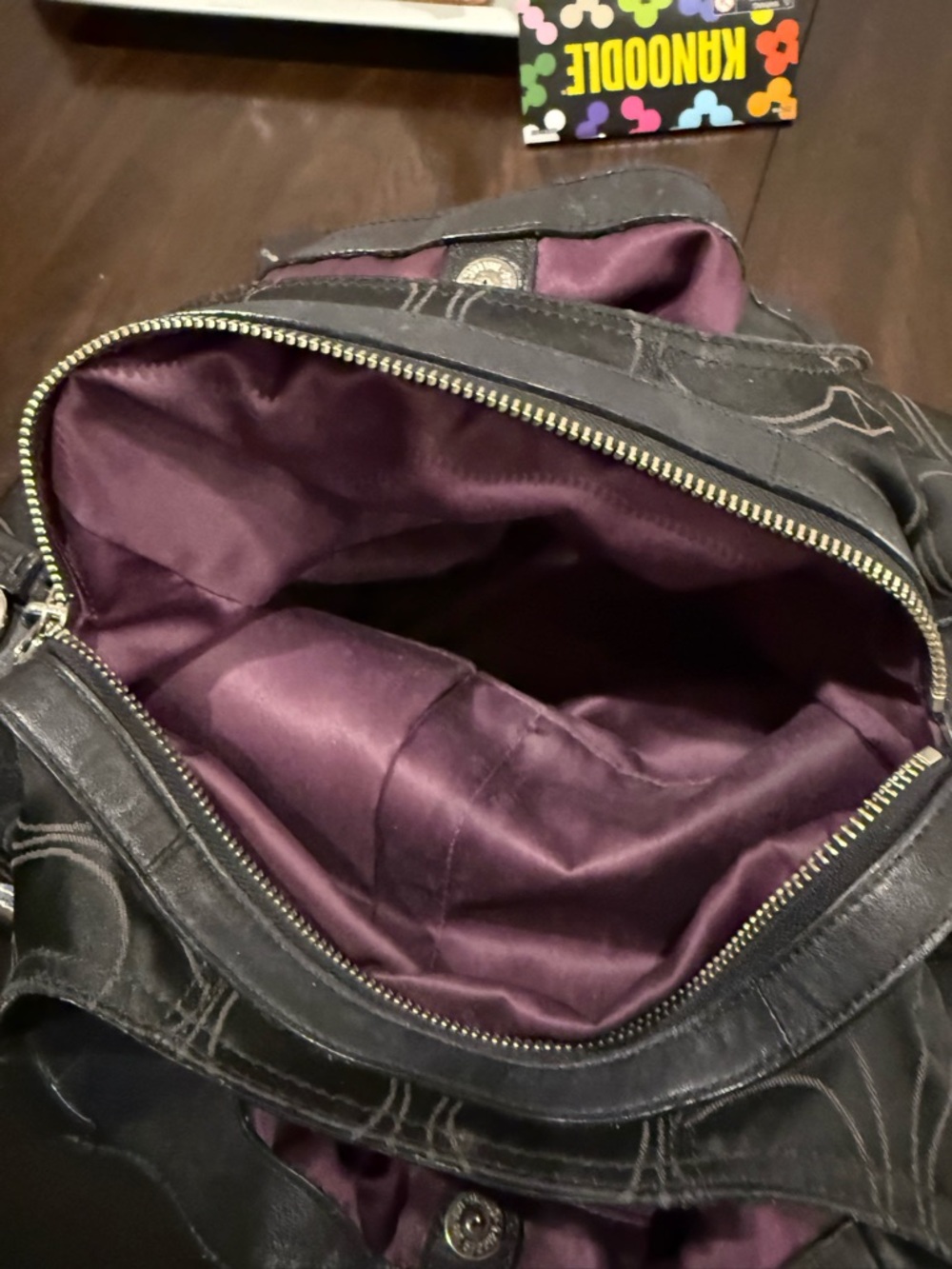 Coach Black Signature Quilted Shoulder Bag with Silver Rings - Picture 3 of 5